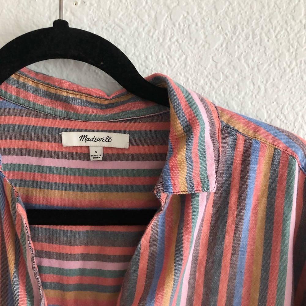 Madewell Relaxed Fit Pink Multi-Stripe Cotton Top - Picture 3 of 5